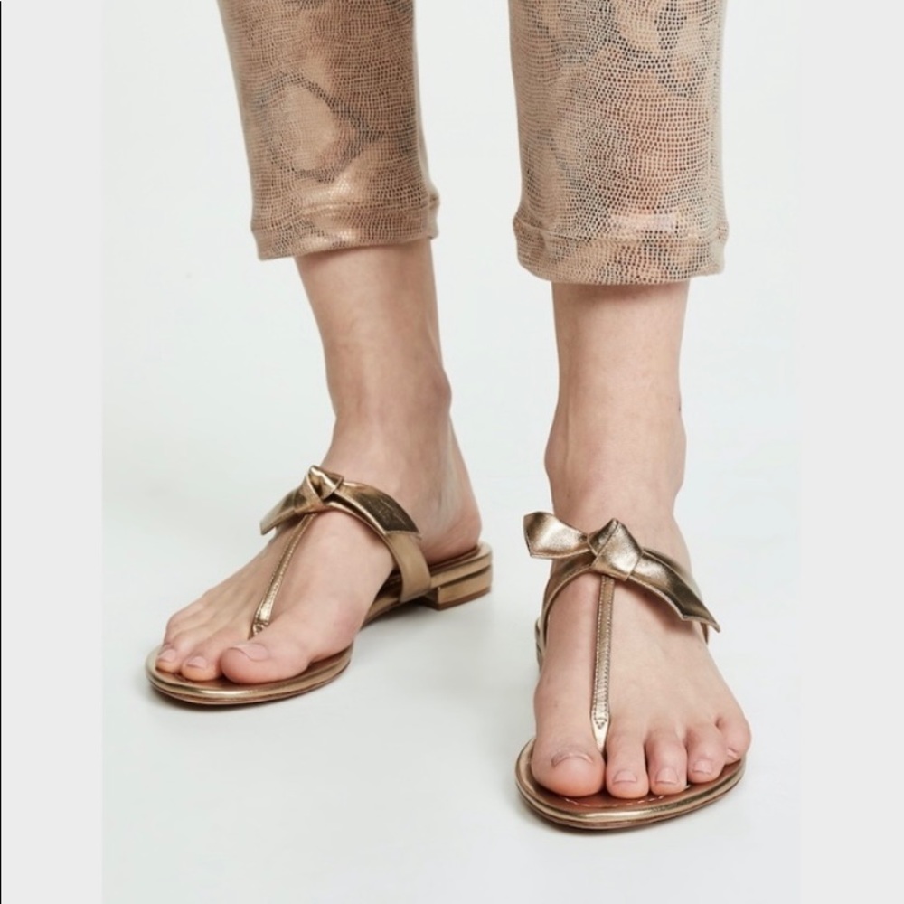 Alexandre Birman Clarita naked Flat Sandals in Gold Size 8